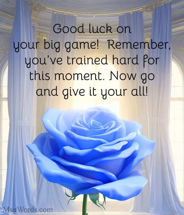 Good luck on your big game! Remember, you’ve trained hard for this moment. Now go and give it your all!
