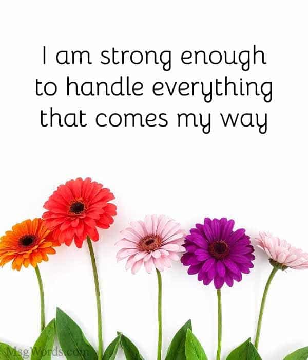 I am strong enough to handle everything that comes my way.