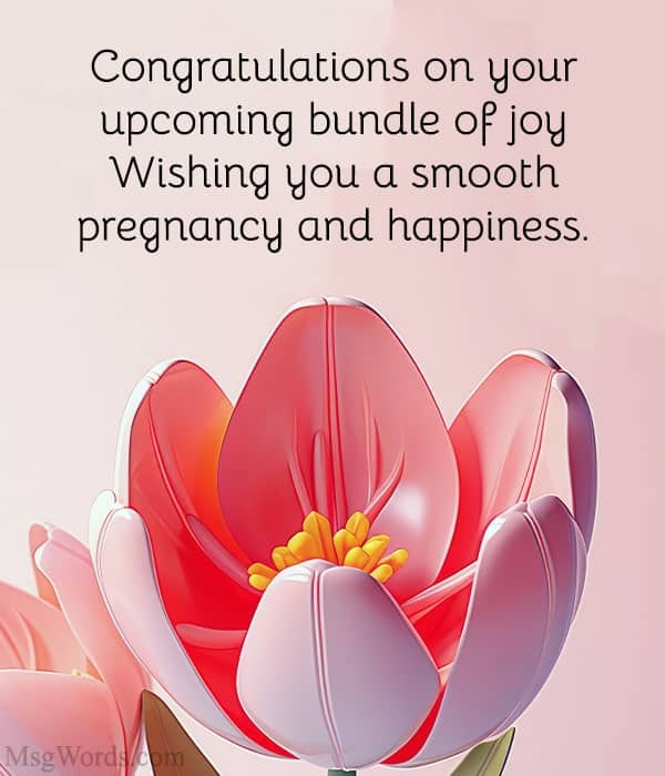Congratulations on your upcoming bundle of joy! Wishing you a smooth pregnancy and lots of happiness.