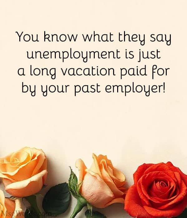 You know what they say; unemployment is just a long vacation paid for by your past employer!