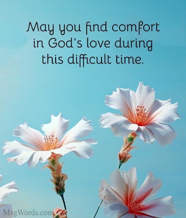 May you find comfort in God’s love during this difficult time.
