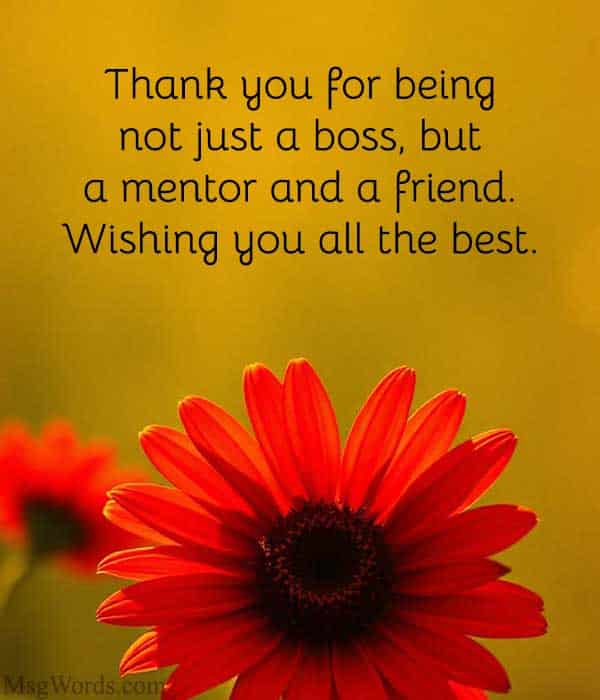Thank you for being not just a boss, but a mentor and a friend. Wishing you all the best.