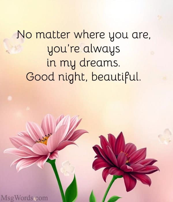 No matter where you are, you’re always in my dreams. Good night, beautiful.