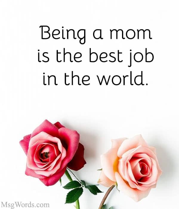 Being a mom is the best job in the world.