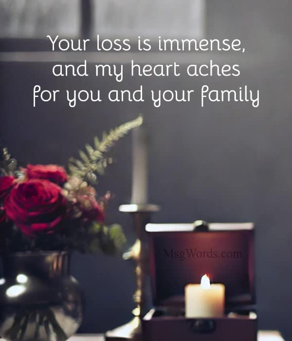 Your loss is immense, and my heart aches for you and your family.