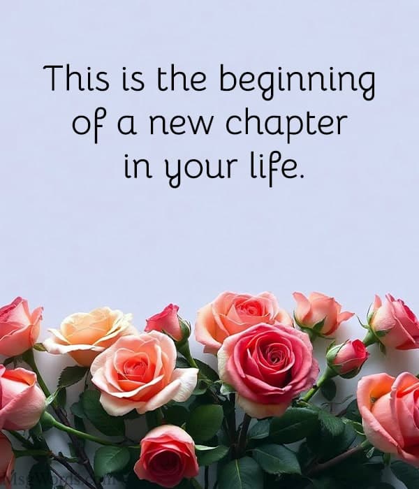 This is the beginning of a new chapter in your life.