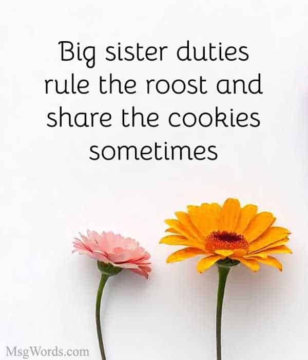 Big sister duties: rule the roost and share the cookies; sometimes.
