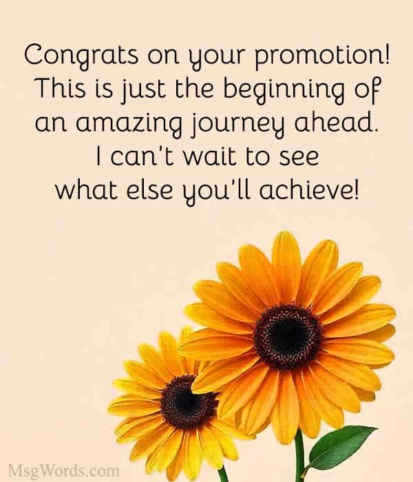 Congrats on your promotion! This is just the beginning of an amazing journey ahead. I can’t wait to see what else you’ll achieve!