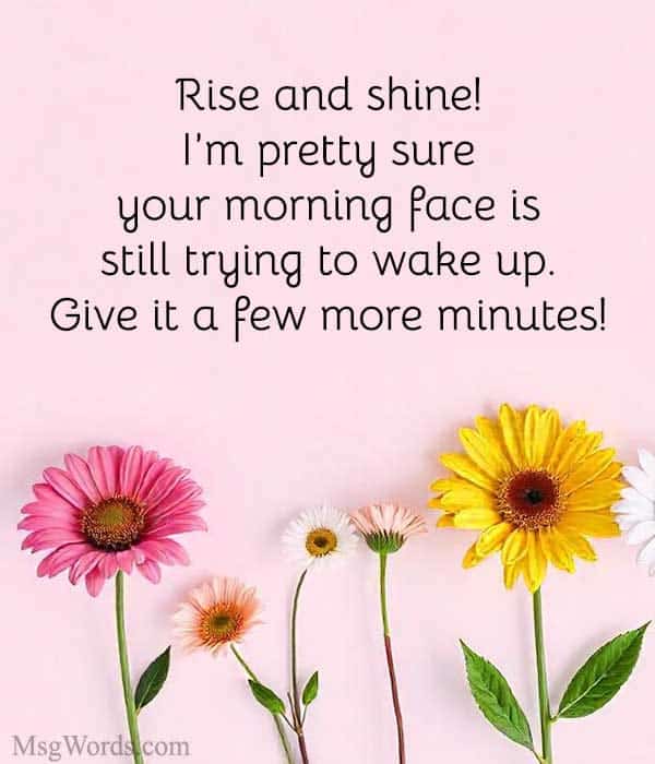 Rise and shine! I’m pretty sure your morning face is still trying to wake up. Give it a few more minutes!
