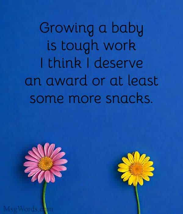 Growing a baby is tough work. I think I deserve an award... or at least some more snacks.