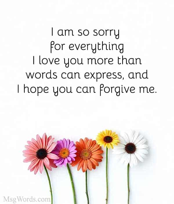 I am so sorry for everything. I love you more than words can express, and I hope you can forgive me.