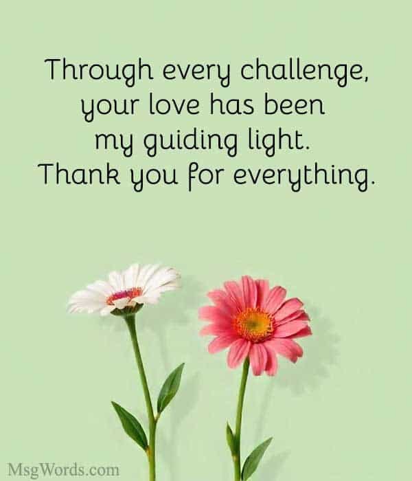 Through every challenge, your love has been my guiding light. Thank you for everything.