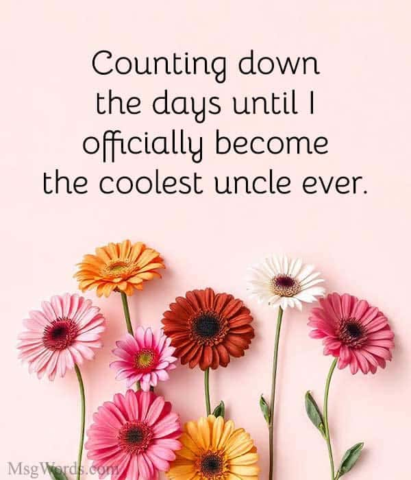 Counting down the days until I officially become the coolest uncle ever.