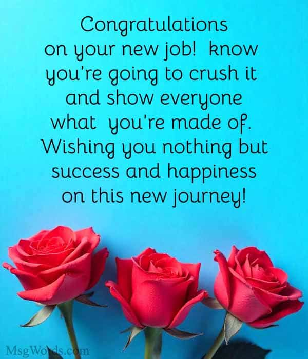 Congratulations on your new job! I know you’re going to crush it and show everyone what you’re made of. Wishing you nothing but success and happiness on this new journey!