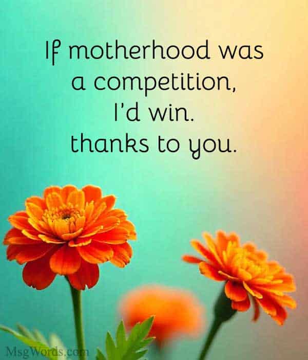If motherhood was a competition, I’d win... thanks to you.