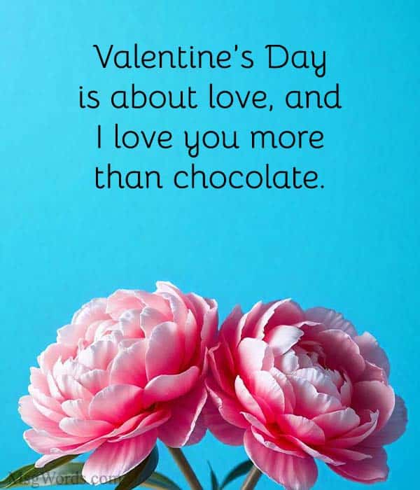 Valentine’s Day is about love, and I love you more than chocolate.