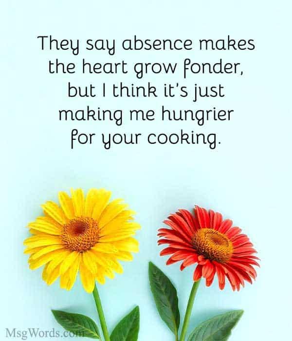 They say absence makes the heart grow fonder, but I think it’s just making me hungrier for your cooking.