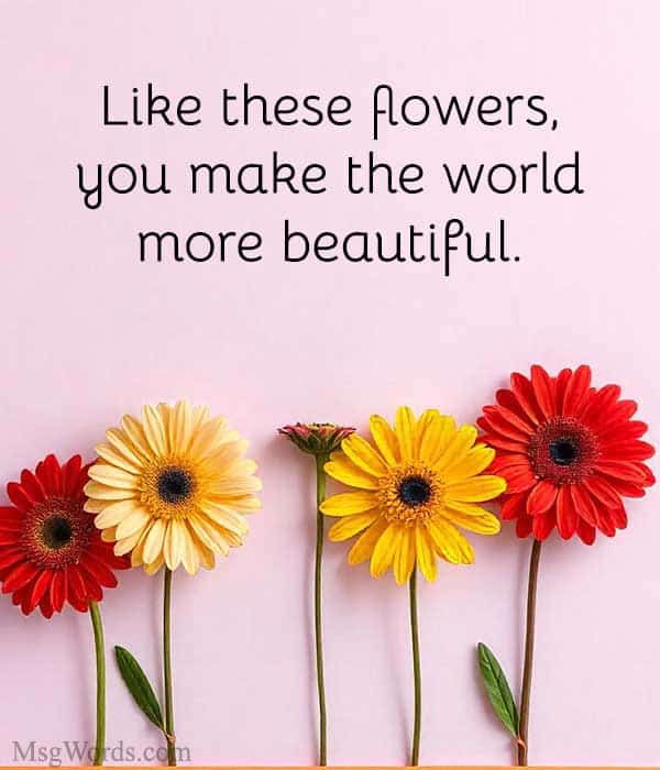 Like these flowers, you make the world more beautiful.