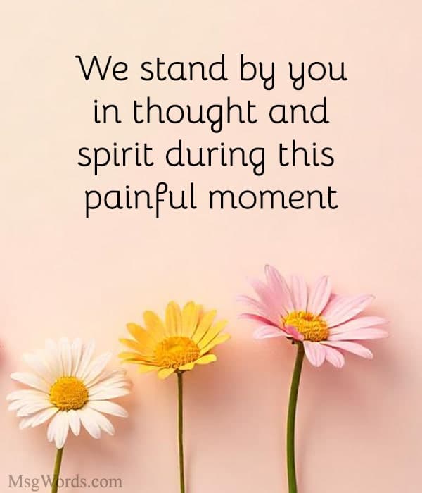 We stand by you in thought and spirit during this painful moment.