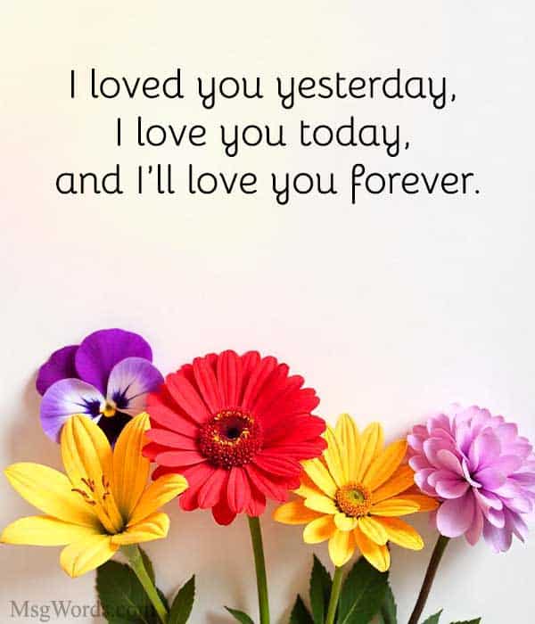 I loved you yesterday, I love you today, and I’ll love you forever.