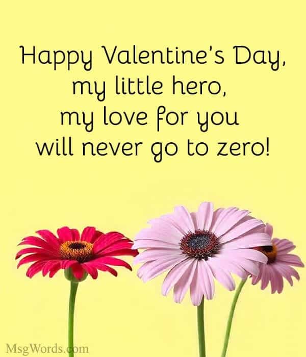Happy Valentine’s Day, my little hero, my love for you will never go to zero!