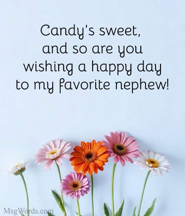 Candy’s sweet, and so are you; wishing a happy day to my favorite nephew!