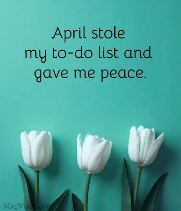 April stole my to-do list and gave me peace.