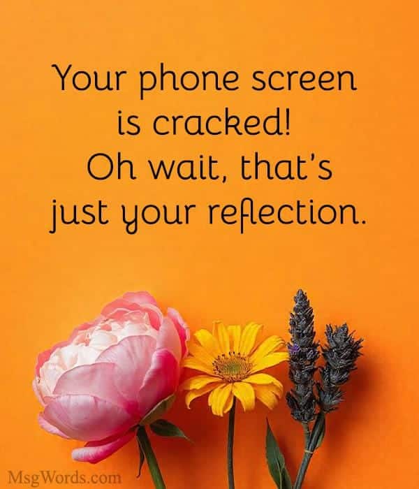 Your phone screen is cracked! Oh wait, that’s just your reflection.
