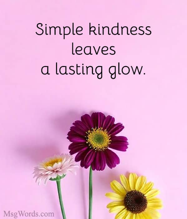 Simple kindness leaves a lasting glow.