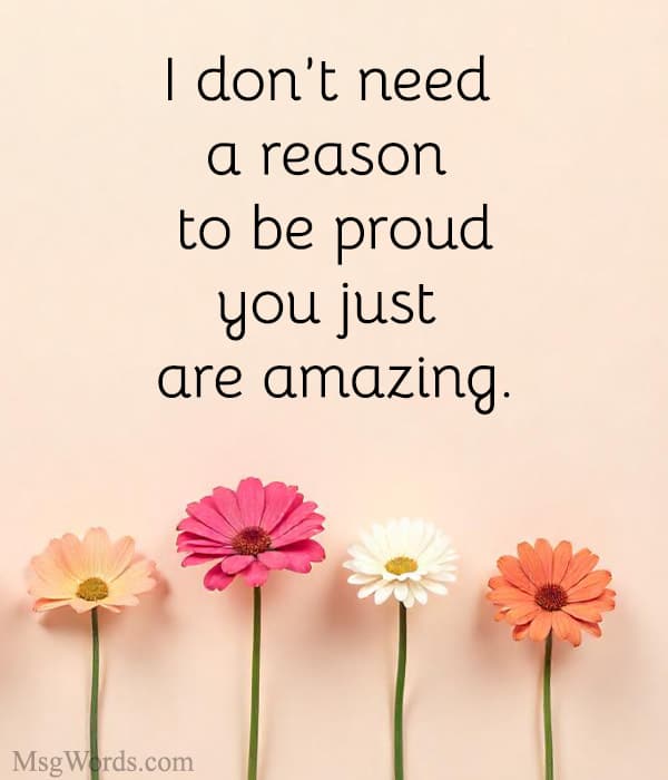 I don’t need a reason to be proud; you just are amazing.