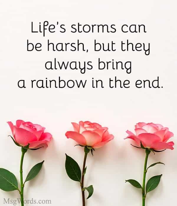 Life’s storms can be harsh, but they always bring a rainbow in the end.