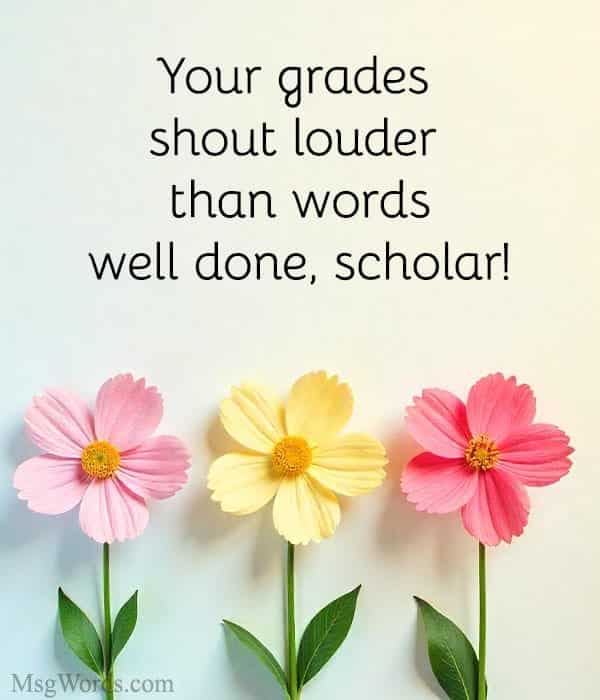 Your grades shout louder than words; well done, scholar!