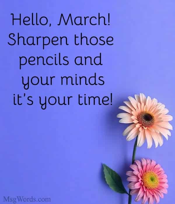 Hello, March! Sharpen those pencils and your minds; it’s your time!