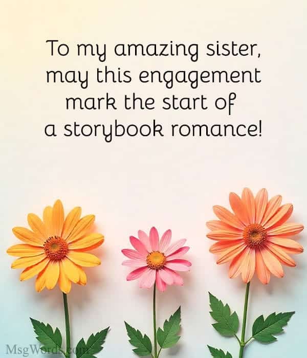 To my amazing sister, may this engagement mark the start of a storybook romance!