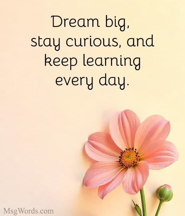 Dream big, stay curious, and keep learning every day.