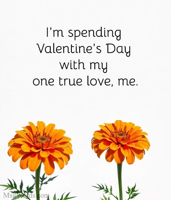 I’m spending Valentine’s Day with my one true love; me.