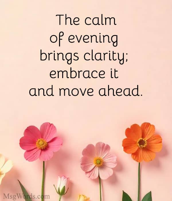 The calm of evening brings clarity; embrace it and move ahead.