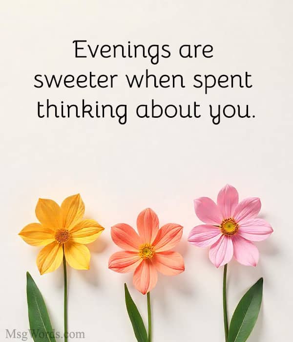 Evenings are sweeter when spent thinking about you.