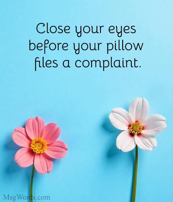 Close your eyes before your pillow files a complaint.