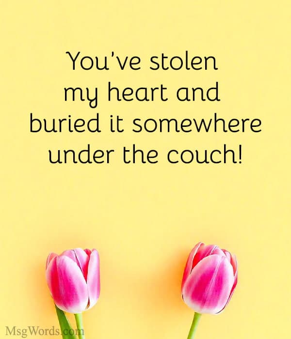 You’ve stolen my heart and buried it somewhere under the couch!