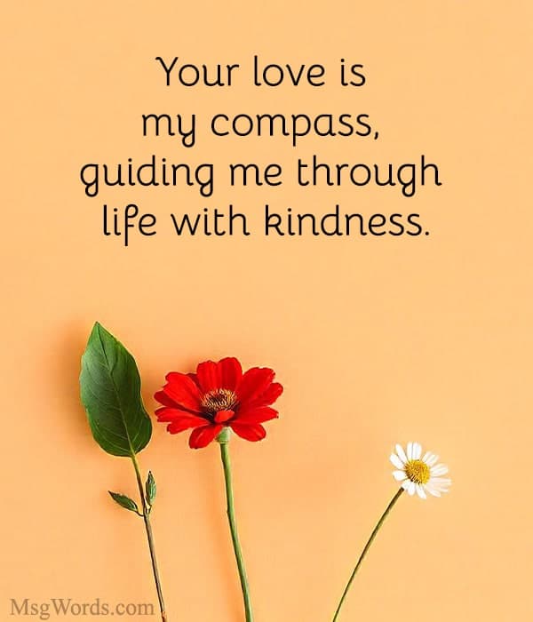 Your love is my compass, guiding me through life with kindness.