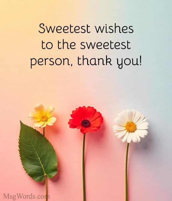 Sweetest wishes to the sweetest person; thank you!