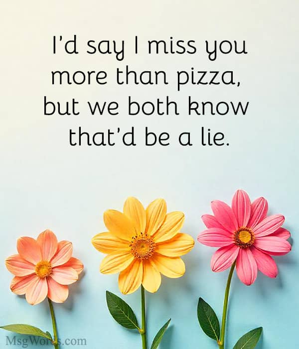 I’d say I miss you more than pizza, but we both know that’d be a lie.