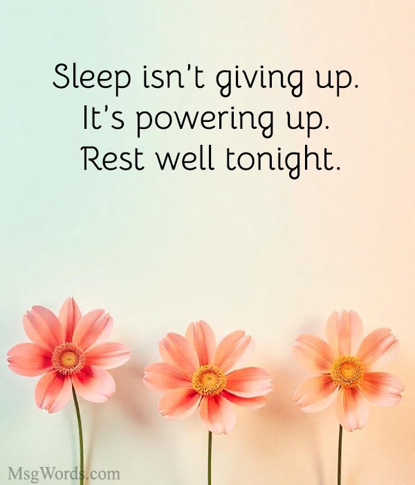 Sleep isn’t giving up. It’s powering up. Rest well tonight.