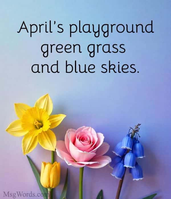 April’s playground: green grass and blue skies.