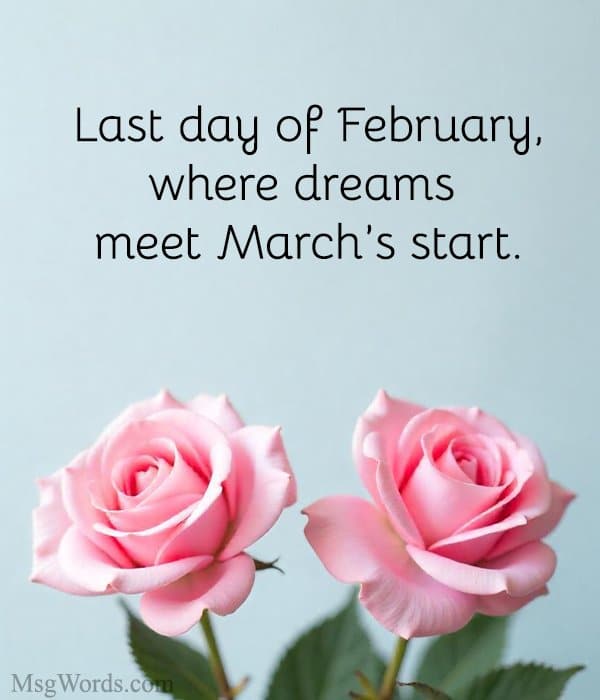Last day of February, where dreams meet March’s start.