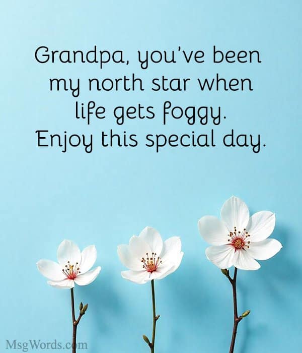 Grandpa, you’ve been my north star when life gets foggy. Enjoy this special day.