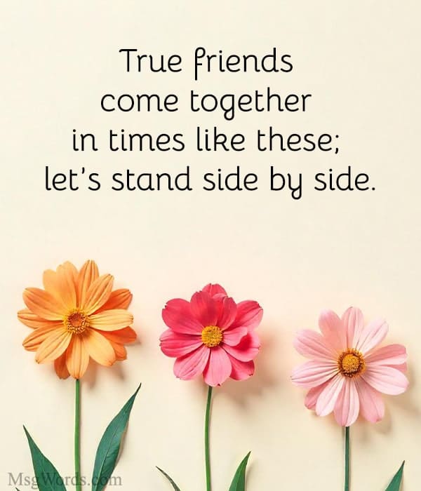 True friends come together in times like these; let’s stand side by side.