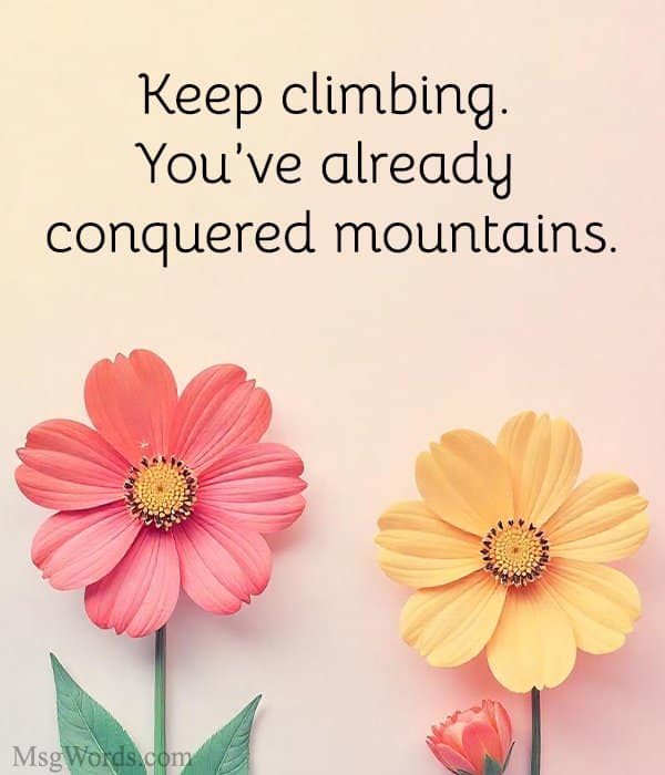 Keep climbing. You’ve already conquered mountains.