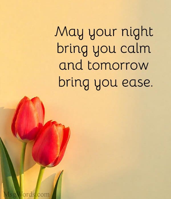 May your night bring you calm and tomorrow bring you ease.